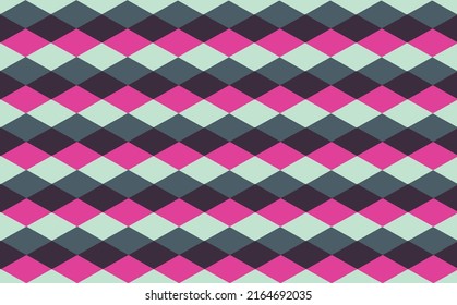 Colorful seamless rhombus vector pattern. Magenta, blue, and grey colored background. Abstract background for design template, fabric, textile, and cover.