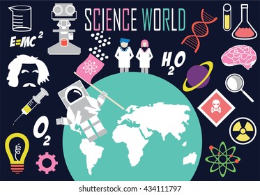 Colorful Seamless Science World Vector