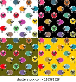 Colorful Seamless Sheep Pattern. Seamless Sheep Pattern. Vector EPS10. No effects used.