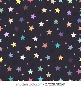 Patrón inconsútil colorido de la estrella en fondo oscuro