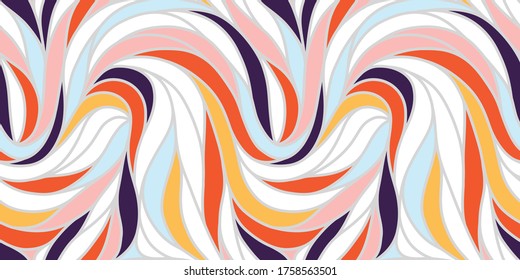 Colorful seamless striped pattern. Wavy stylish abstract background. Vector, EPS 10