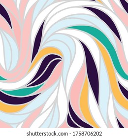 Colorful seamless striped pattern. Wavy stylish abstract background. Vector, EPS 10