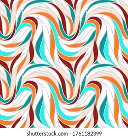 Colorful seamless striped pattern. Wavy stylish abstract background. Vector, EPS 10