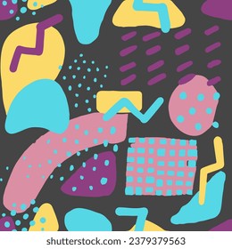 Colorful Seamless Stylish Artistic Paint Design. Vibrant Endless Doodle Beautiful Ornament, Seamless Stripes. Pink Continuous Grunge Hand Drawn Textile Blob