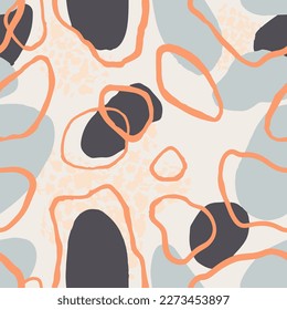 Colorful Seamless Stylish Graphic Lines Swatch. Orange Endless Abstract Artistic Illustration, Seamless Wrapping. Dark Seamless Contemporary Vintage Style Wallpaper