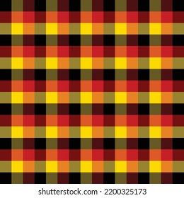 Colorful seamless tartan pattern. Germany style. Checkered tartan with black, red, yellow color. Deutsche color. Plaid pattern. Abstract background.