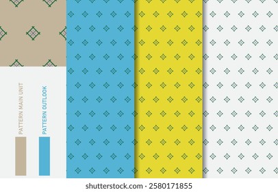 Colorful Seamless textile cloth pattern collection vector illustration
