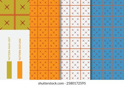 Colorful Seamless textile cloth pattern collection vector illustration
