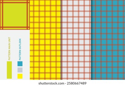 Colorful Seamless textile cloth pattern collection vector illustration