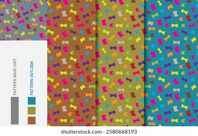 Colorful Seamless textile cloth pattern collection vector illustration