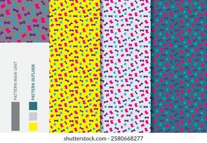 Colorful Seamless textile cloth pattern collection vector illustration
