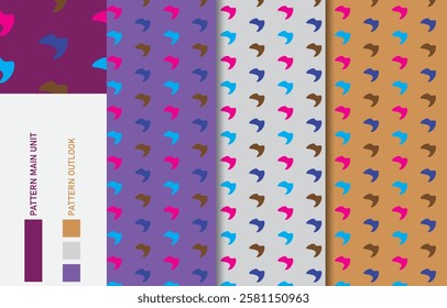 Colorful Seamless textile cloth pattern collection vector illustration
