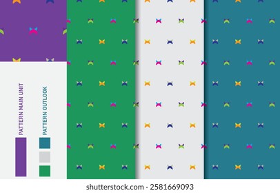 Colorful seamless textile cloth pattern collection vector illustration
