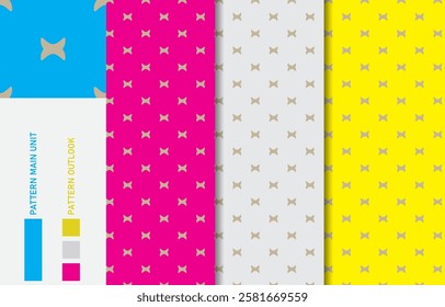 Colorful seamless textile cloth pattern collection vector illustration
