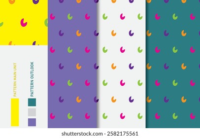 Colorful seamless textile cloth pattern collection vector illustration
