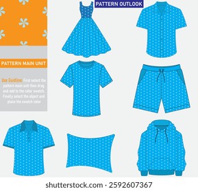 Colorful seamless textile cloth pattern collection vector illustration