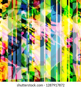 Colorful seamless texture with blots, stripes, strokes. hand drawn and geometric elements. Abstract vector background for web page, banners backdrop, fabric, home decor, wrapping