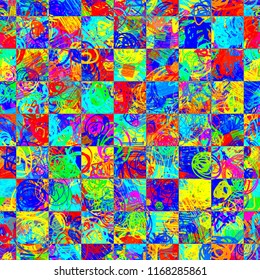 Colorful seamless texture with chess pattern. Abstract vector background for web page, banners backdrop, fabric, home decor, wrapping