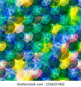Colorful seamless texture from circles with chain mail or fish scales effect. Abstract vector background for web page, banners backdrop, fabric, home decor, wrapping