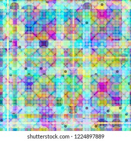 Colorful seamless texture with circles and stripes. 