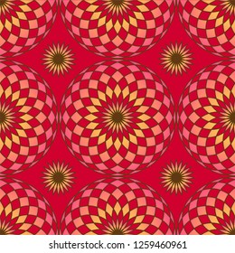 Colorful seamless texture with circles and tiles