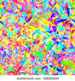 Colorful seamless texture. The composition of the patterns of the three petals. Different sizes overlap, transparency. Festive colors