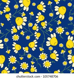 Colorful seamless texture with daisies