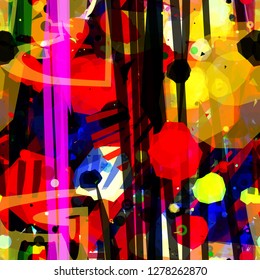 Colorful seamless texture with different shapes. Abstract vector background for web page, banners backdrop, fabric, home decor, wrapping