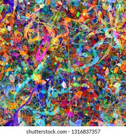 Colorful seamless texture. Different shapes mix random