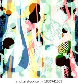 Colorful seamless texture with different shapes. Abstract vector background for web page, banners backdrop, fabric, home decor, wrapping
