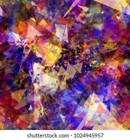 Colorful seamless texture. Different triangles mix random. Like edge of crystals or precious stones. Abstract vector background for web page, banners backdrop, fabric, home decor, wrapping