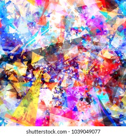 Colorful seamless texture. Different triangles mix random. Like crystals or precious stones. Abstract vector background for web page, banners backdrop, fabric, home decor, wrapping