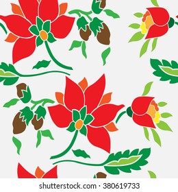 Colorful seamless texture with a floral pattern on a white background. Vector illustration EPS 10.