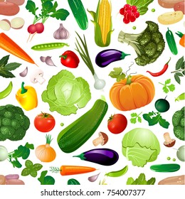 colorful seamless texture with fresh vegetables for your design