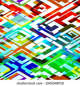 Colorful seamless texture from hand drawn rhombus and ornament. Abstract vector background for web page, banners backdrop, fabric, home decor, wrapping