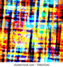 Colorful seamless texture from intersecting stripes and spots. Abstract vector background for web page, banners backdrop, fabric, home decor, wrapping
