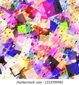 Colorful seamless texture from squares and small geometric particles