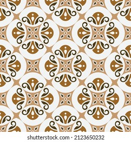 Colorful seamless tile design. Vintage wallpaper elements Islam, Arabic, Indian, Ottoman, Motifs, Pottery, Damask. Perfect for printing on fabric or paper. Brown color, ceramic tiled pattern, vector