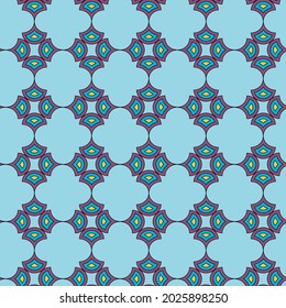 Colorful seamless tile pattern, linear design. Geometric seamless repetitive vector circle shapes background.