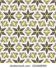 Colorful seamless triangle patchwork pattern. Abstract hand drawn art, stylized floral doodle ornament. Tribal ethnic arabic, indian decor. Vector collage quilt pattern. Textile fabric paper print