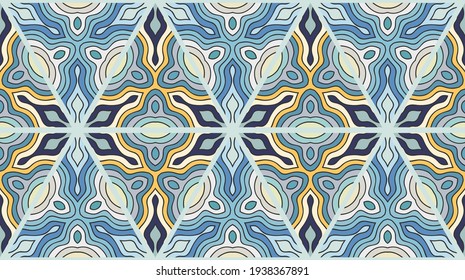 Colorful seamless triangle patchwork pattern. Abstract hand drawn art, stylized floral doodle ornament. Tribal ethnic arabic, indian decor. Vector collage quilt pattern. Textile fabric paper print