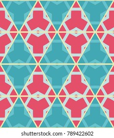 Colorful seamless triangle pattern. Abstract hand drawn art, repeating grunge texture background. Decorative brush strokes ornament. Vector patchwork quilt pattern. Textile fabric paper print