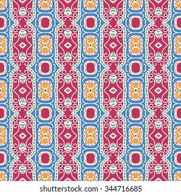 colorful seamless tribal ornament background, ethnic, pattern swatch included in file, Vector illustration