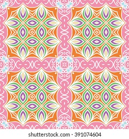colorful seamless tribal ornament background, ethnic, pattern swatch included in file, Vector illustration
