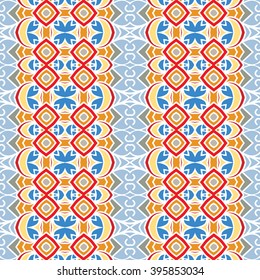 colorful seamless tribal ornament background, ethnic, pattern swatch included in file, Vector illustration