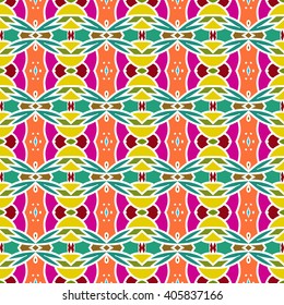 colorful seamless tribal ornament background, ethnic, pattern swatch included in file, Vector illustration