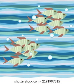 Colorful seamless underwater pattern of fishes
