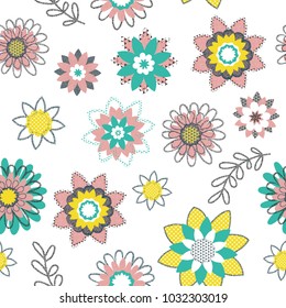 Colorful seamless vector floral pattern