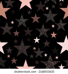 Colorful seamless vector pattern with abstract multicolor stars on an black background. Design elements for greeting cards,scrapbooking,print,gift wrap, manufacturing,cloth,textile,fabric and decor.