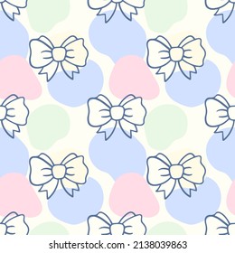 Colorful seamless vector pattern with bows, hand drawn